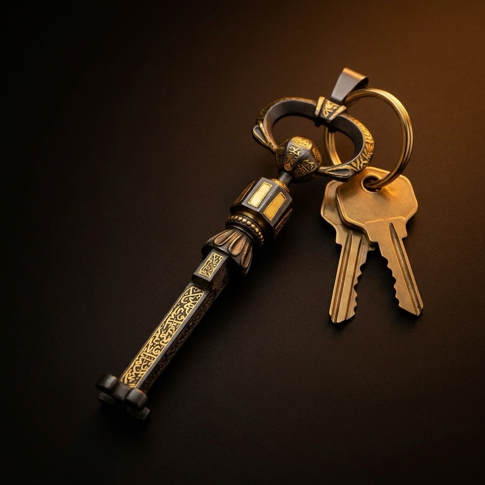 La clé de 7 cm montée en porte-clés